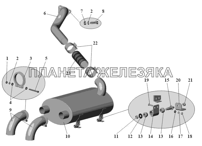 Установка системы выпуска отработавших газов 152-1200001-60 МАЗ-152 (2011)